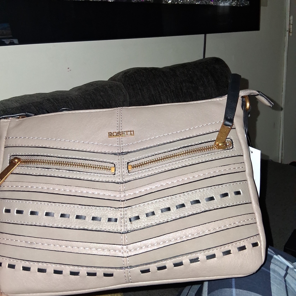 Rosetti Tan and Black Crossbody Bag